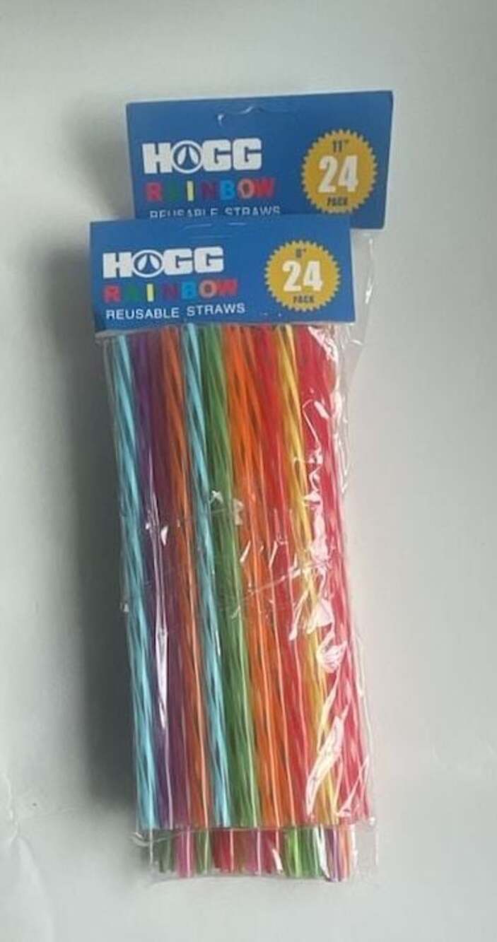 HOGG Rainbow Reusable Straws 24 Pack 11 Inch